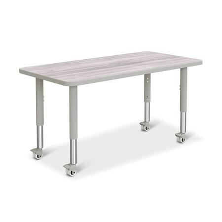 Jonti-Craft Berries Rectangle Activity Table, 24 in. x 48 in., Mobile, Driftwood Gray/Gray/Gray 6403JCM450